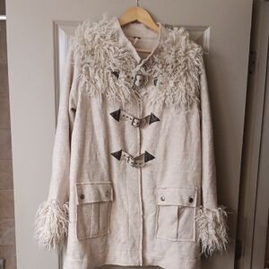 Free People Cream Teddy Jacket 100% Wool 100% Laine